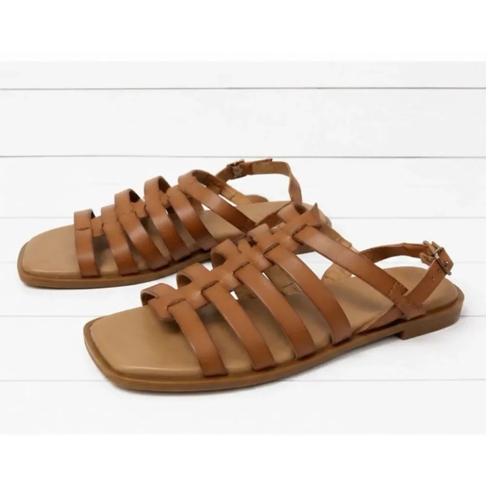 Nordstrom Rack tan vegan leather gladiator style sandals 6.5